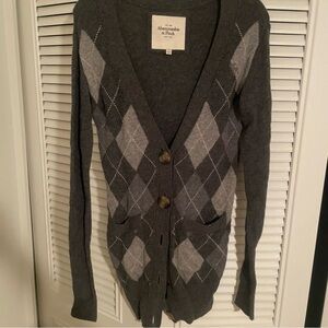 Abercrombie & Fitch Charcoal Argyle Cardigan